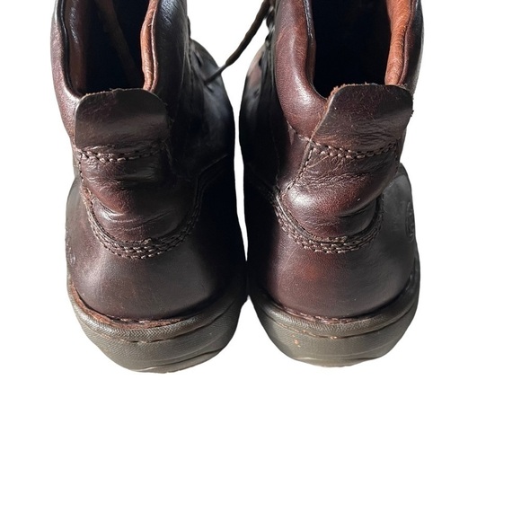 Keen Leather Ankle Boots brown tie front size 6.5 rubber type toe guard - Picture 3 of 13